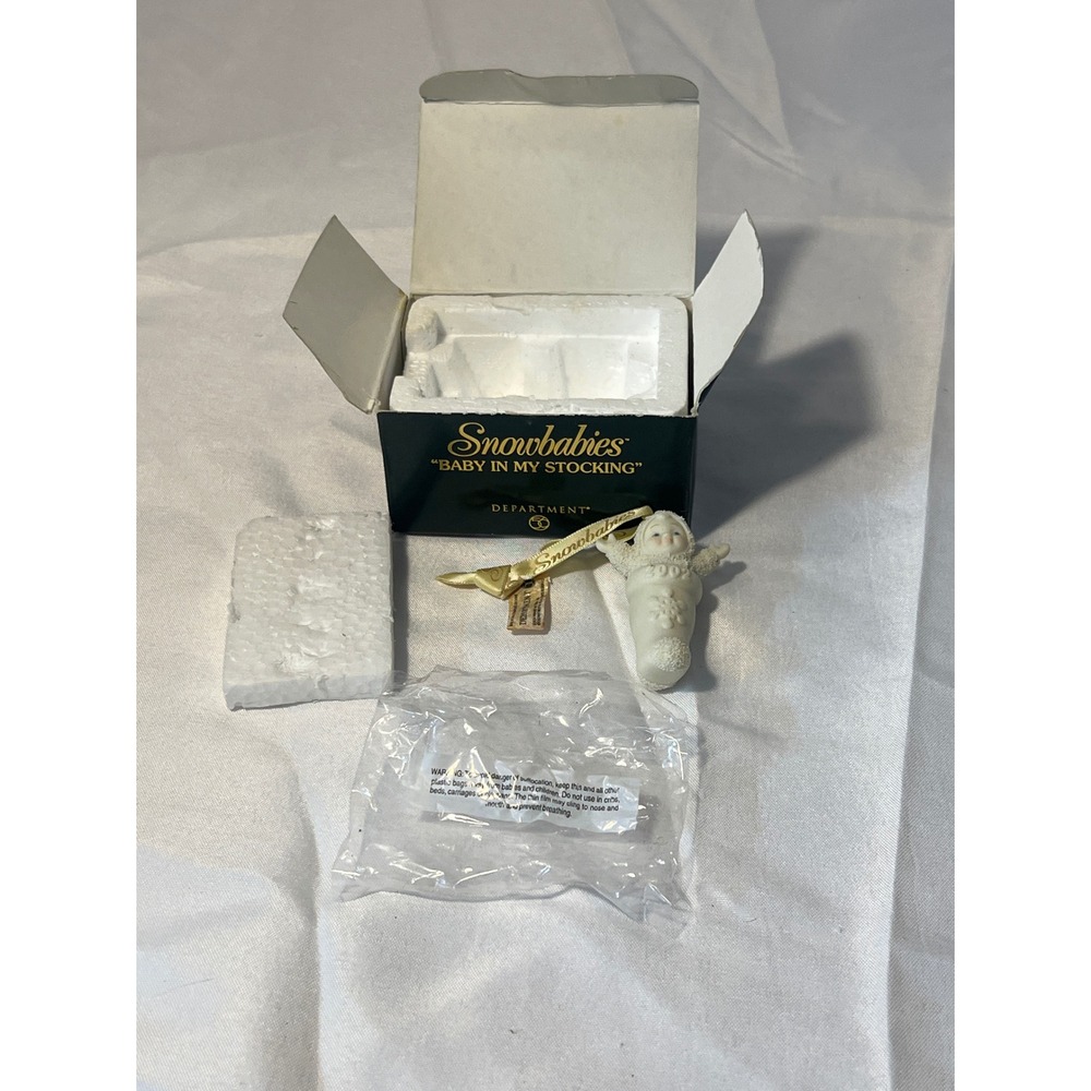 Department 56 Snowbabies Baby in My‎ Stocking 2002 Ornament Gift Boxed